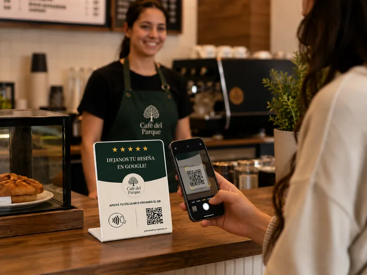 Dispositivo TapTrack en el mostrador de un local